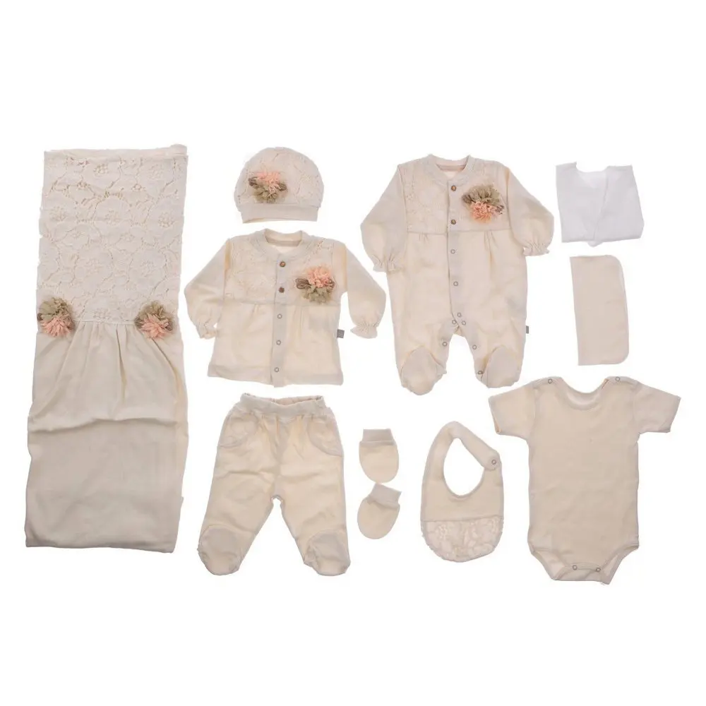 

Baby Girl Clothing Set Newborn Basic Essentials Natural 10 Pieces Cotton Layette Wellcome Home Gift Set 0-1 Month 50 cm Length