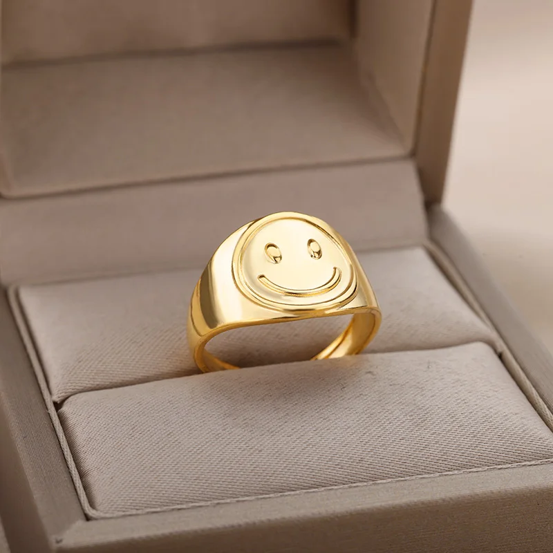 

Matte Smiley Ring For Women Geometric Cross Line Metal Texture Couple Finger Open Ring Party Adjustable Jewelry Friend Gift