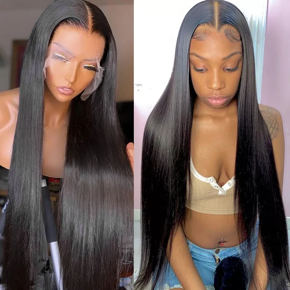 

Straight Frontal Wig 13x4 Pre Plucked 4x4 Straight Closure Wig Human Hair HD Lace With Baby Hair Wigs For Black Women 32 34 Inch