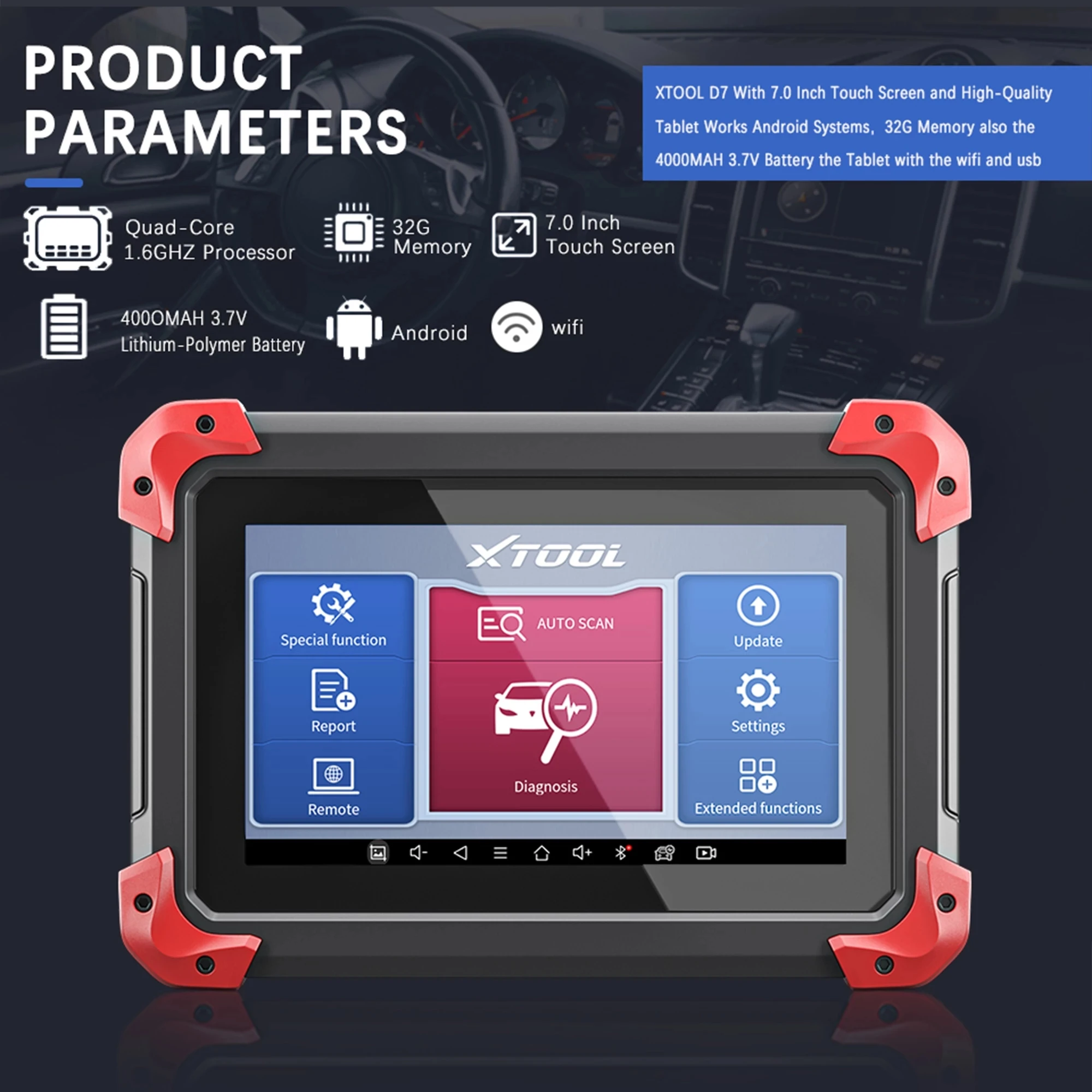 Автомобильный диагностический прибор XTOOL D7 OBD2 считыватель кодов TPMS программатор