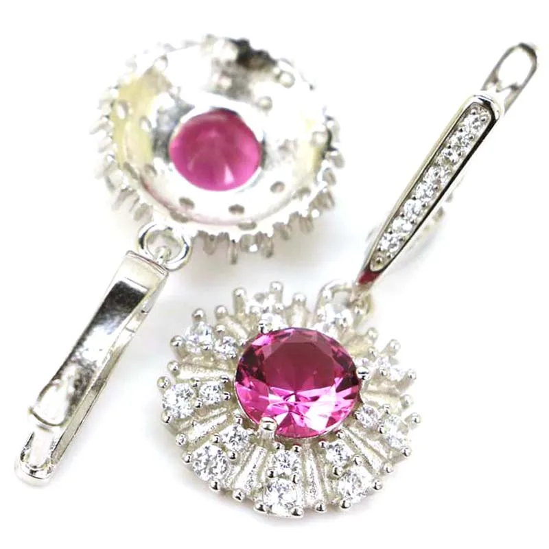 Женские серьги из серебра 5 7 пробы с розовым турмалином и голубым топазом |