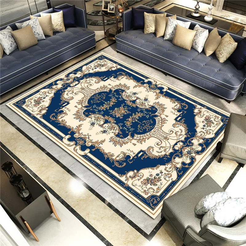 

Blue Floral Persian Carpet Living Room Bedroom Non-Slip Geometric Area Rugs Ethnic Boho Chair Cushion 120x160 Entrance Door Mats
