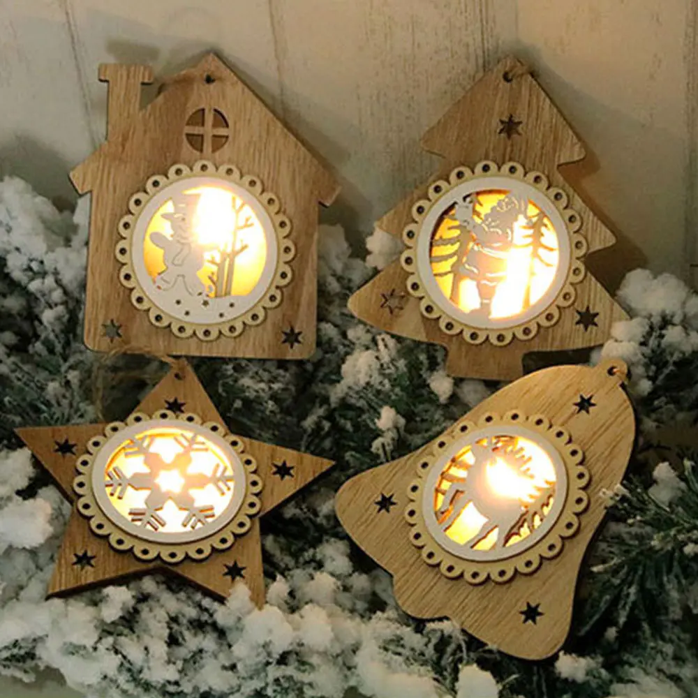 Новый Рождественский светодиодный светильник Рождественская елка деревянный
