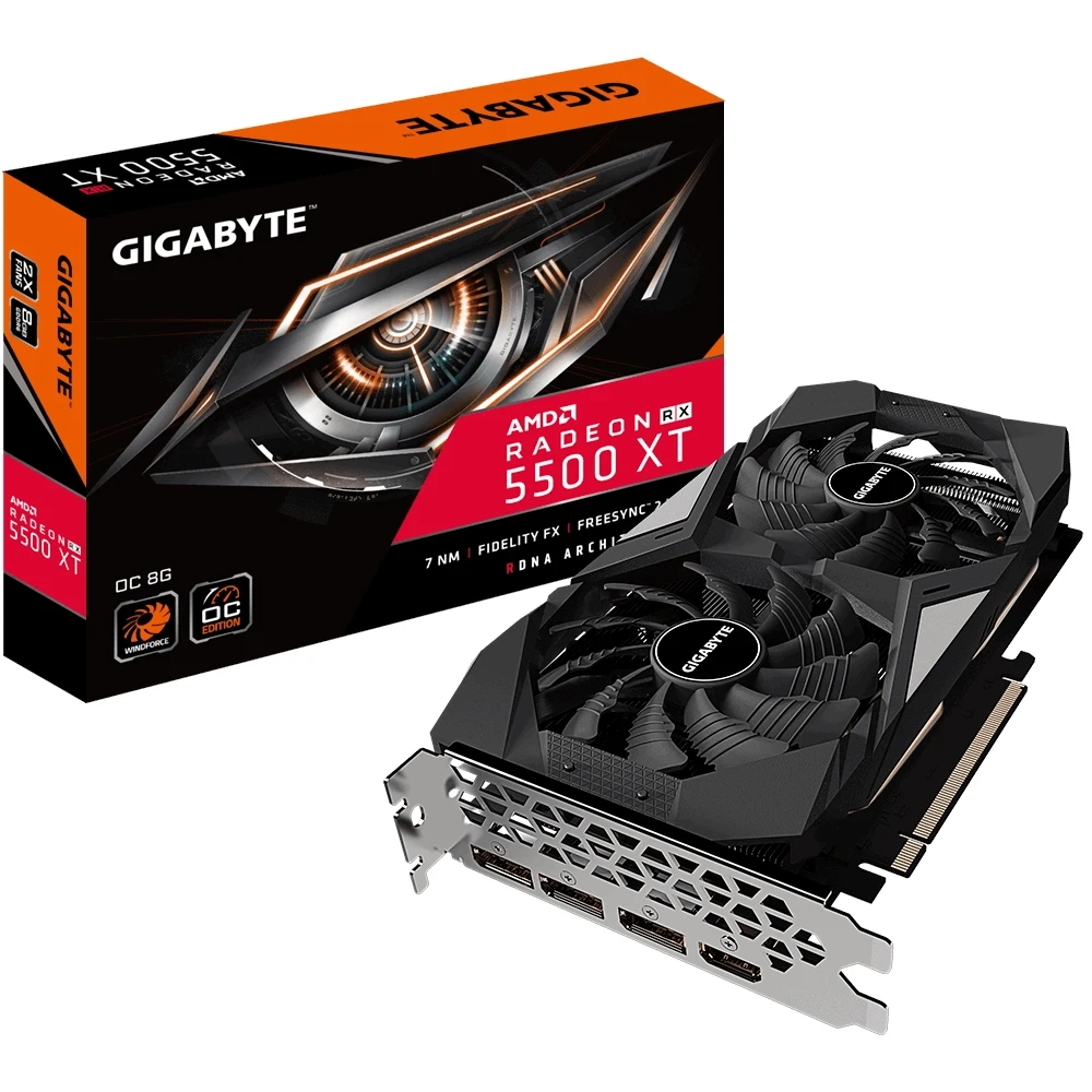 Видеокарта Gigabyte Gaming AMD Radeon RX 5500XT 1845MHz 8192MB 14000MHz 128 bit RTL [GV-R55XTOC-8GD] | Компьютеры и офис
