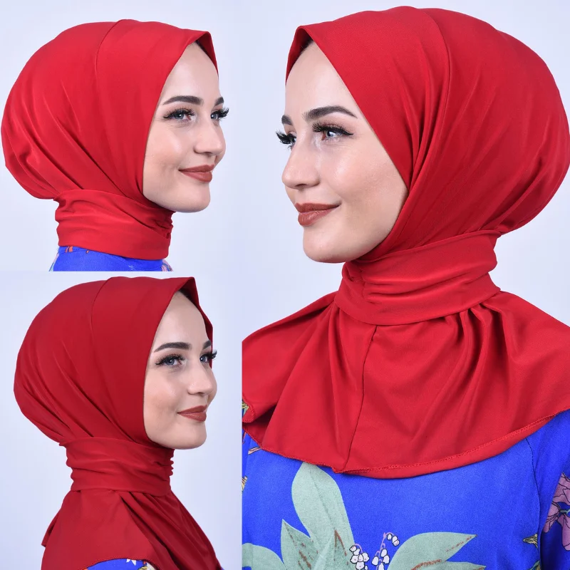 Muslim Bonnet Full Cover Turban Caps for Women Scarf Head Wraps Turbante Mujer Solid Color Headscarf Inner Hijab Ready To Wear