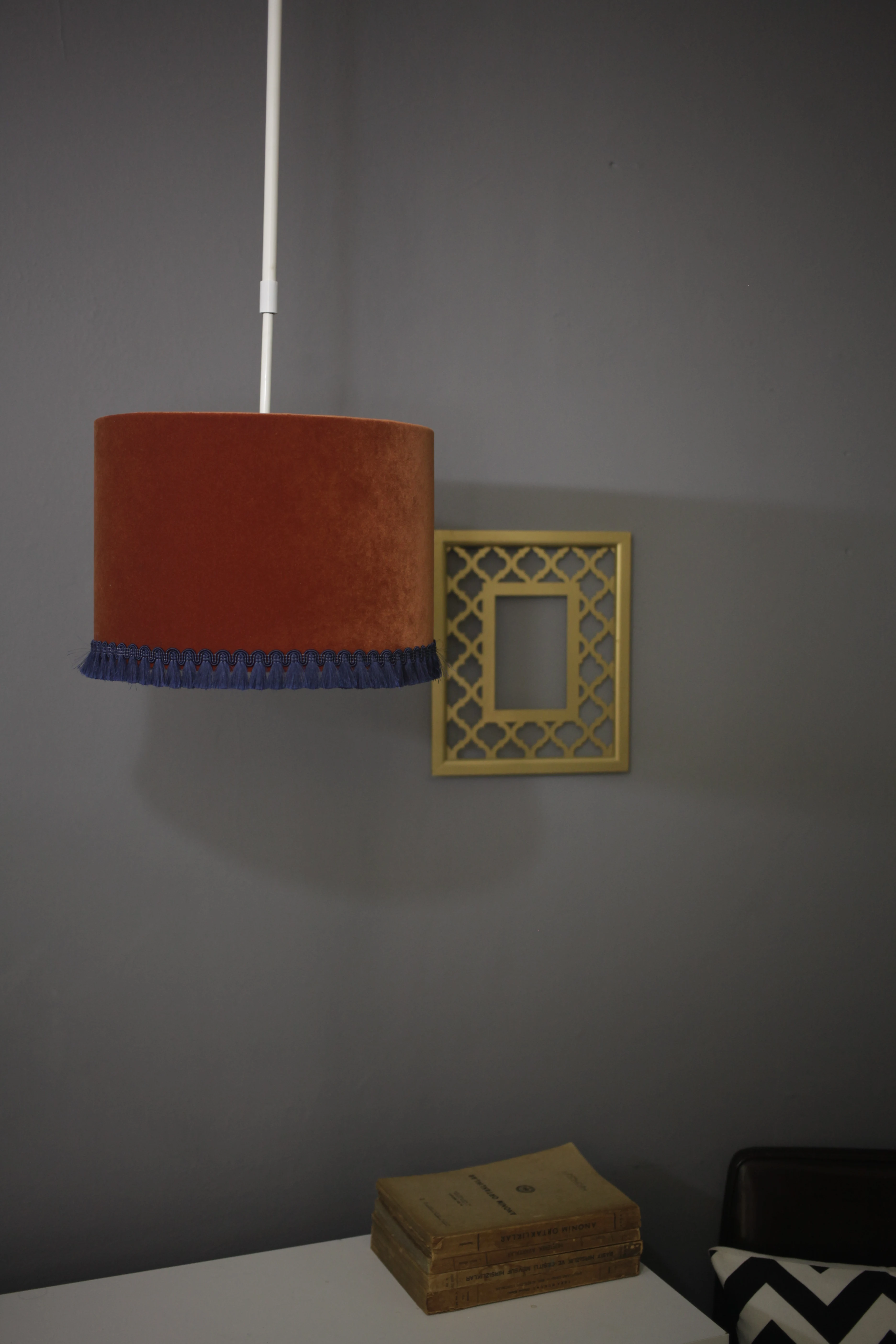 

Orange luxury velvet fabric plating pendant lamp chandelier living room bedroom cafe balcony