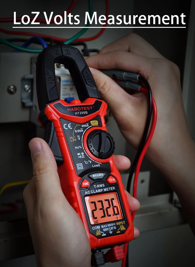 electronic tape measure HABOTEST HT206 Pliers Ammeter Amperometric Clamp Meter Professional Digital Multimeter Automotive Tester 600A AC DC Amp Meter noise level meter