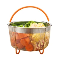 stainless steel food steamer cookware large silicone heat insulation handle steam basket multipurpose fruit food storage basket