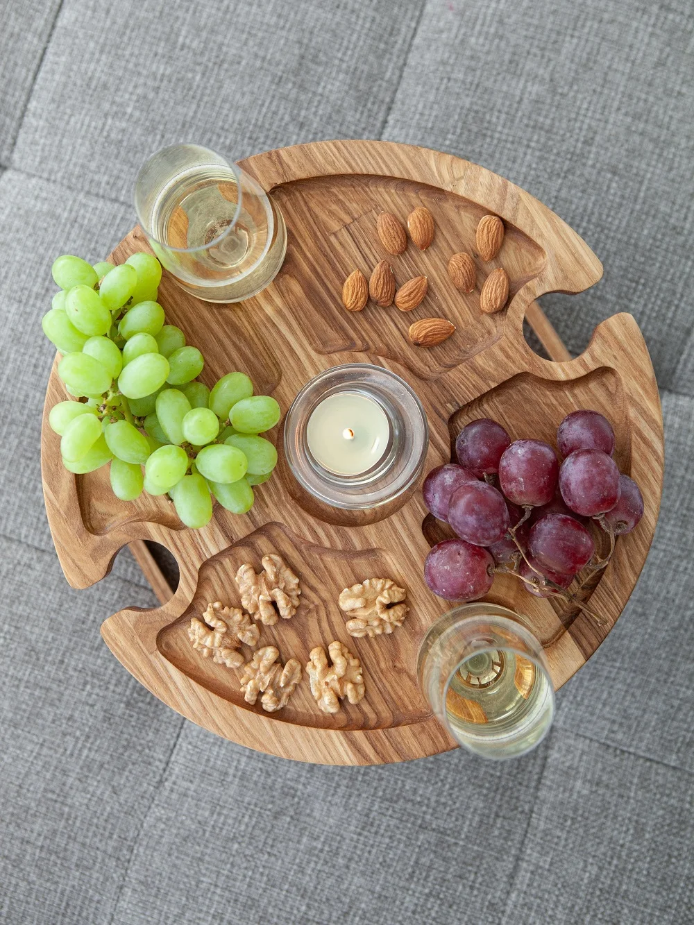 Подарок жене. Столик для вина и закусок/ Менажница деревянная/ Аксессуар Вина/