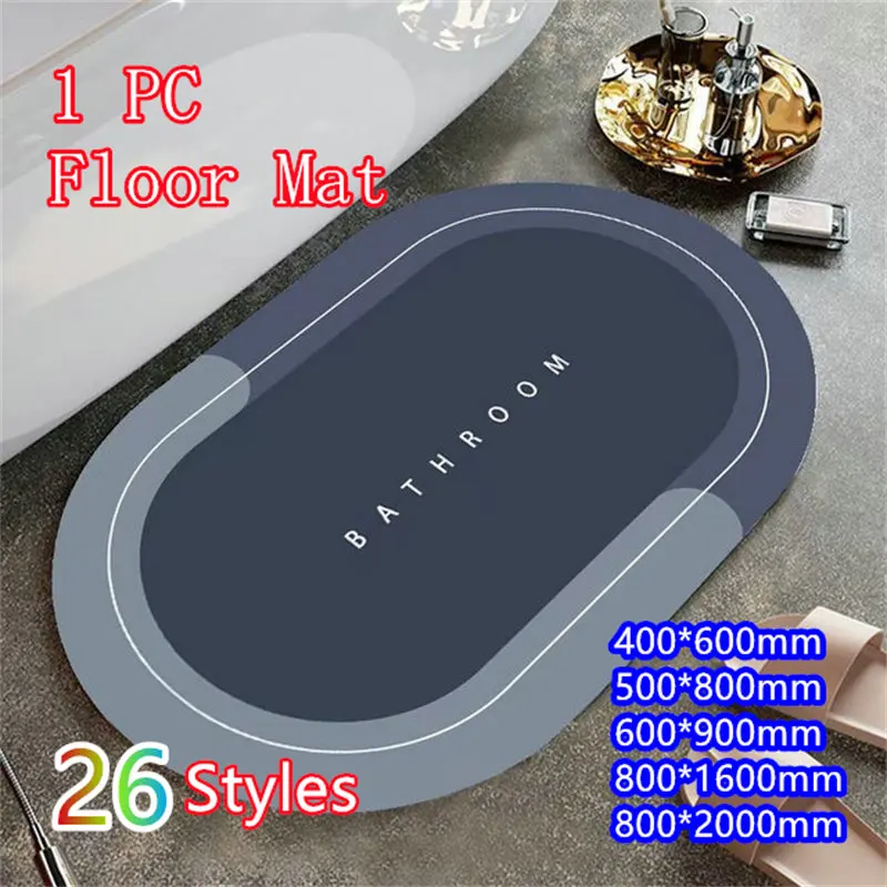 

Oval Non-slip Bath Mat Absorbs Quick Dry Kitchen Mats 26 Styles Small Rugs Easy to Clean Home Essentials