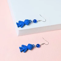 blue resin astronaut long drop earrings for women girl exaggerated vintage fashion punk creative womens earring jewelry gift