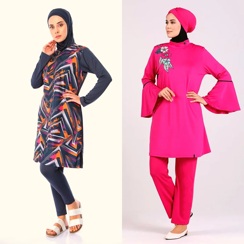 

2021 Plus Size Muslim Woman 7XL Swimwear Modest Burkini Three Piece Islam Swimsuit Full Cover Beachwear Pool Hijab Bikini Abaya