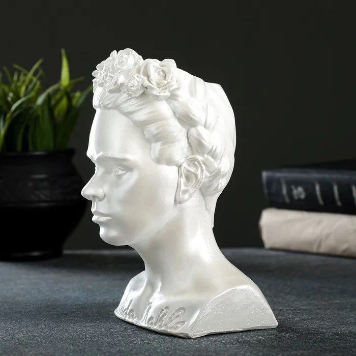 Кашпо-органайзер Бюст Фрида жемчуг 17см | Дом и сад