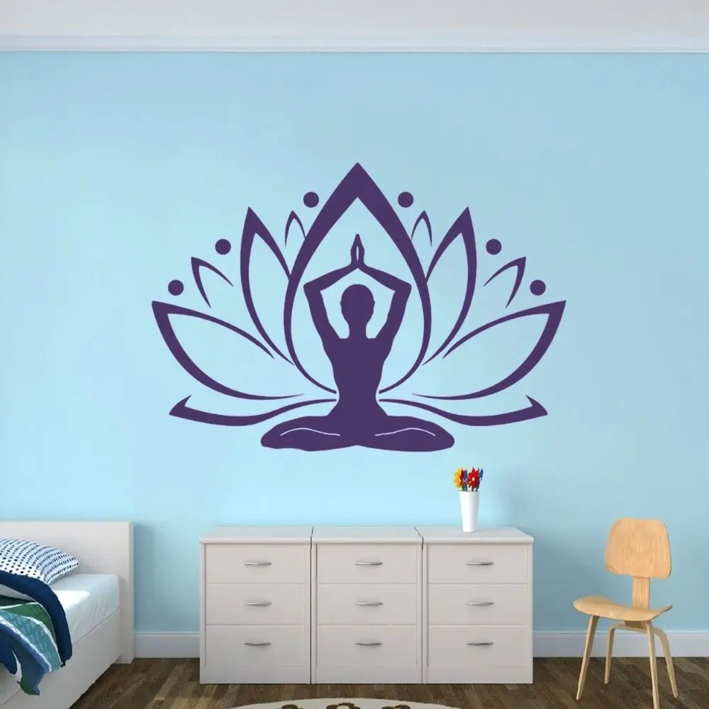Женский дзен йога силуэт лотоса роспись Дизайн Наклейка буддизм для гостиной и
