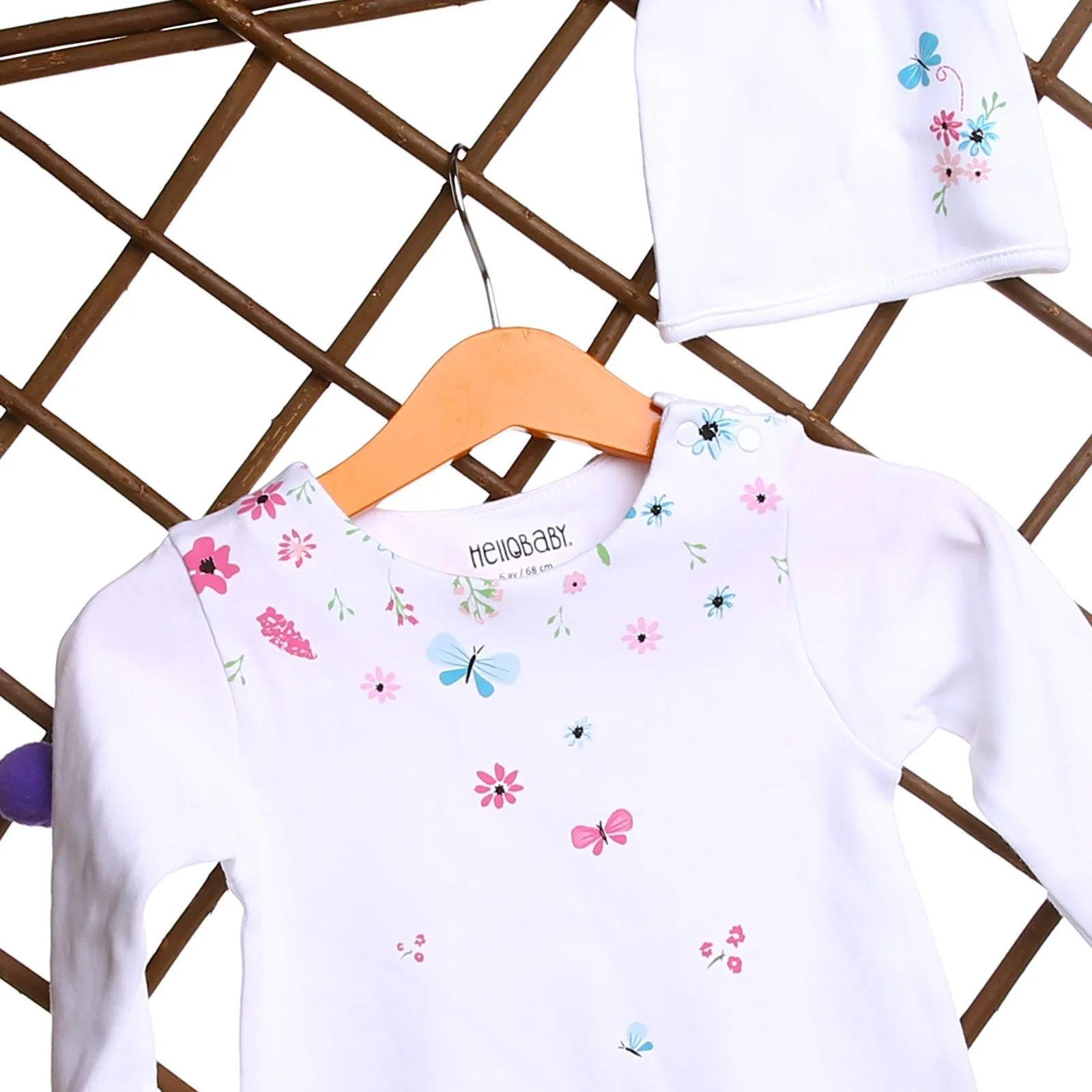 Ebebek/HelloBaby комбинезон с цветочным узором для маленьких девочек комплект со шляпой|