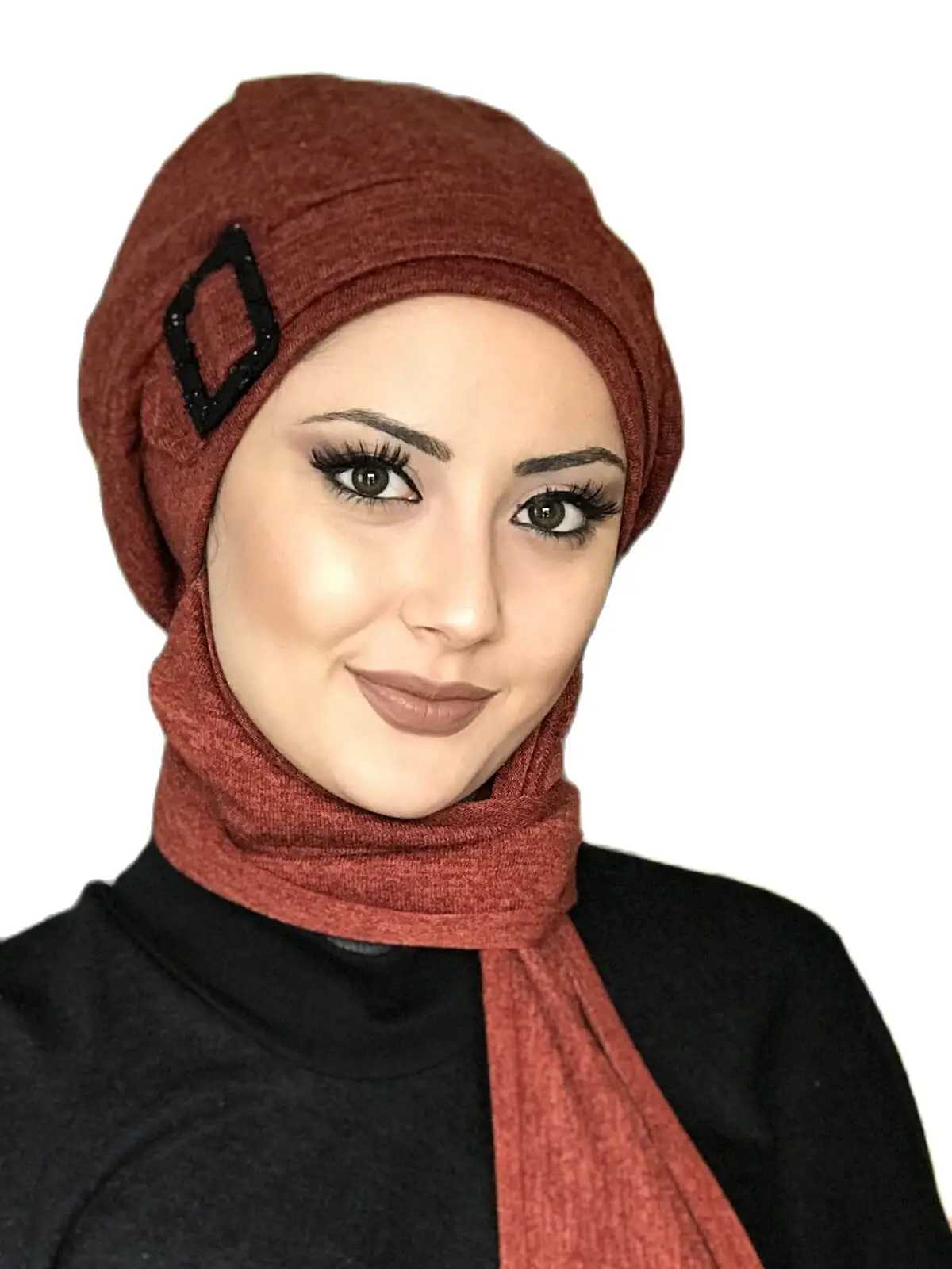 

Islamic Clothing Hijab New 2021 Fashion Hijab Muslim Scarf Scarf Hat Scarf Ready Made Shawl Combination Turban Cinnamon Beanie