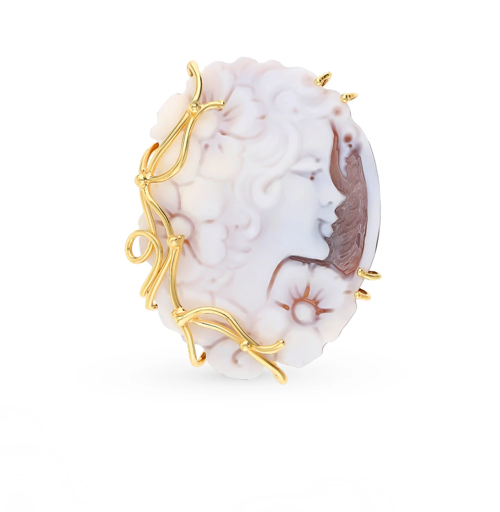 Серебряная брошь подвеска с камеей SUNLIGHT проба 925|Украшения для волос броши и