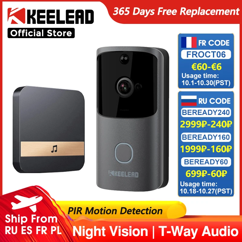 KEELEAD M10S Умный домашний видеодомофон WIFI телефон дверной Звонок камера 720P HD безопасность пик ночное видение - изображение