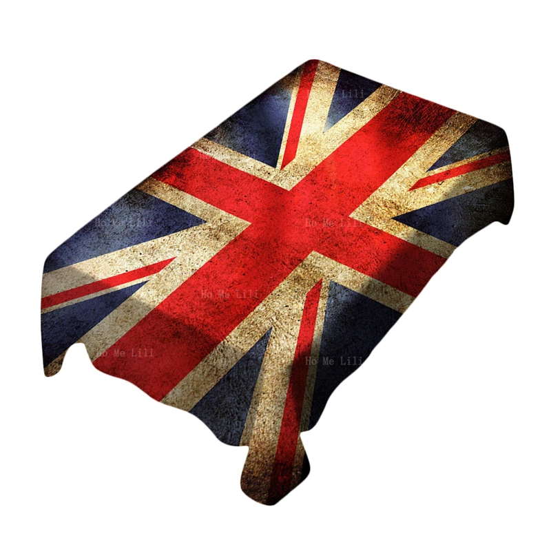 

Flag Of The United Kingdom Faded Beige Union Jack Grunge Industrial Themed Vintage Print Tablecloth By Ho Me Lili