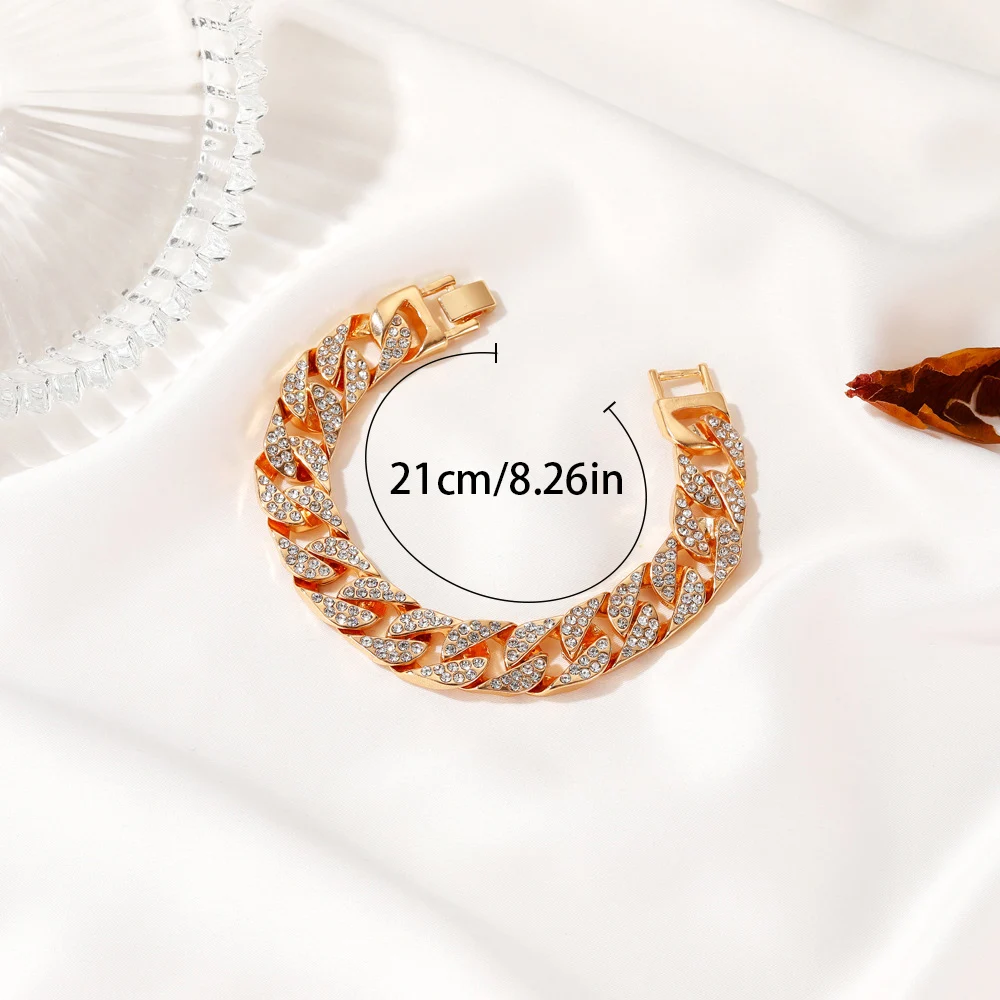 Мужской браслет из кубинской цепи в стиле хип-хоп панк для женщин цепочка Стразы