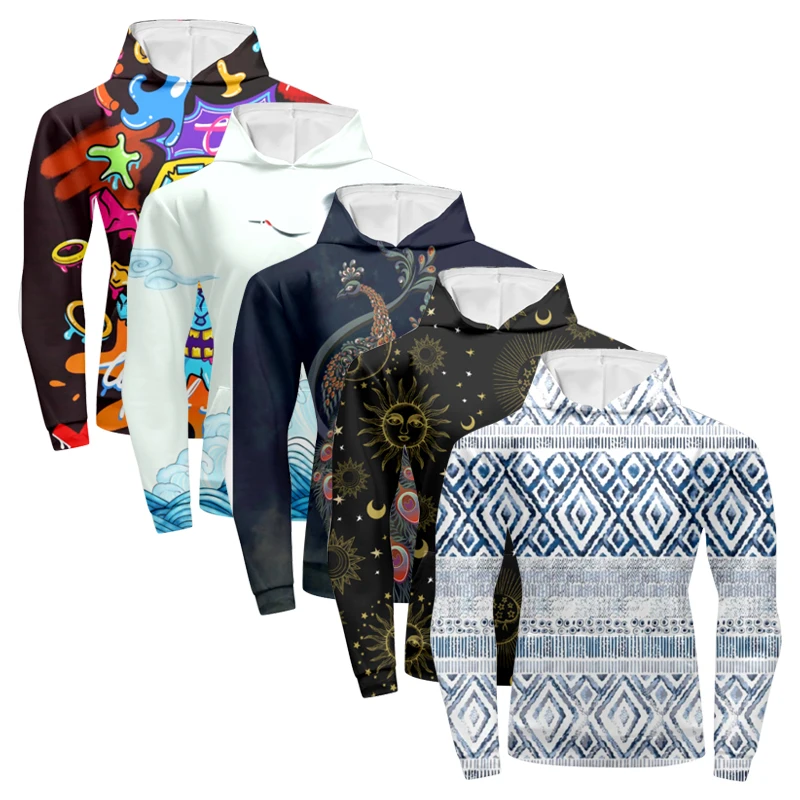 

Spring And Autumn New Men Home Leisure Hoodie Breathable Quick-Drying Printed Sweatshirt Boys Long Sleeve Shirt