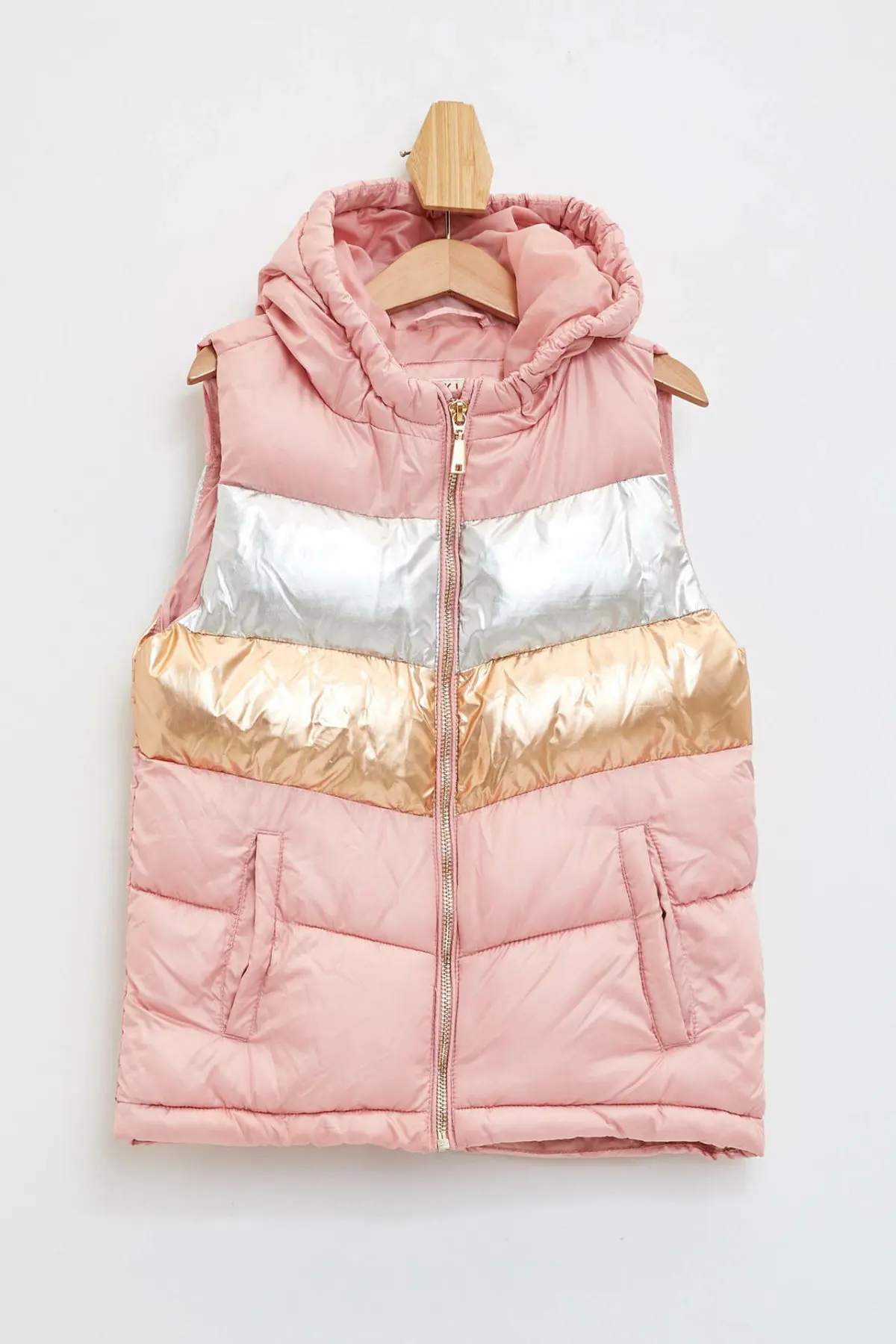 DeFacto/Модная комфортная жилетка в полоску с капюшоном для девочек верхняя одежда