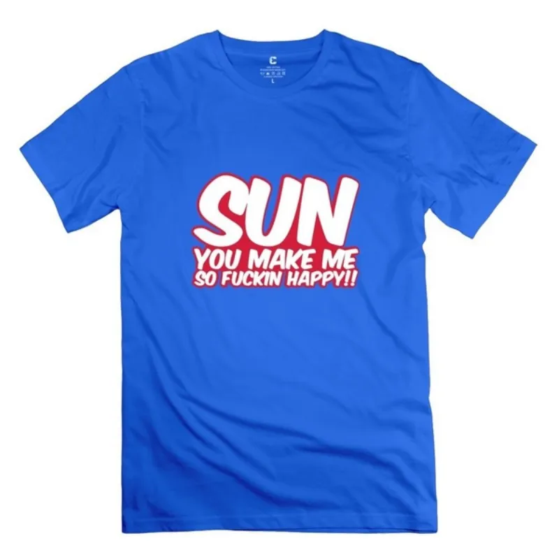 

Hot Sale Cotton Letter Print T-shirt Men's Customize Happy Sun T-shirt