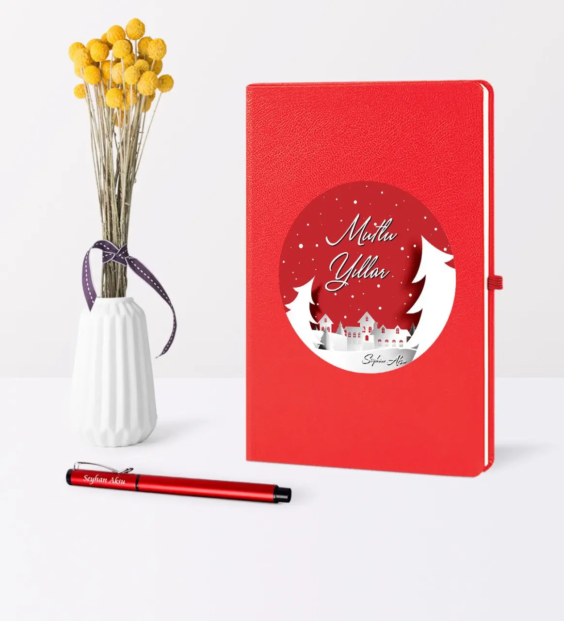 

Personalized Christmas Happy birthday Themed Red Notebook Pen Set-1