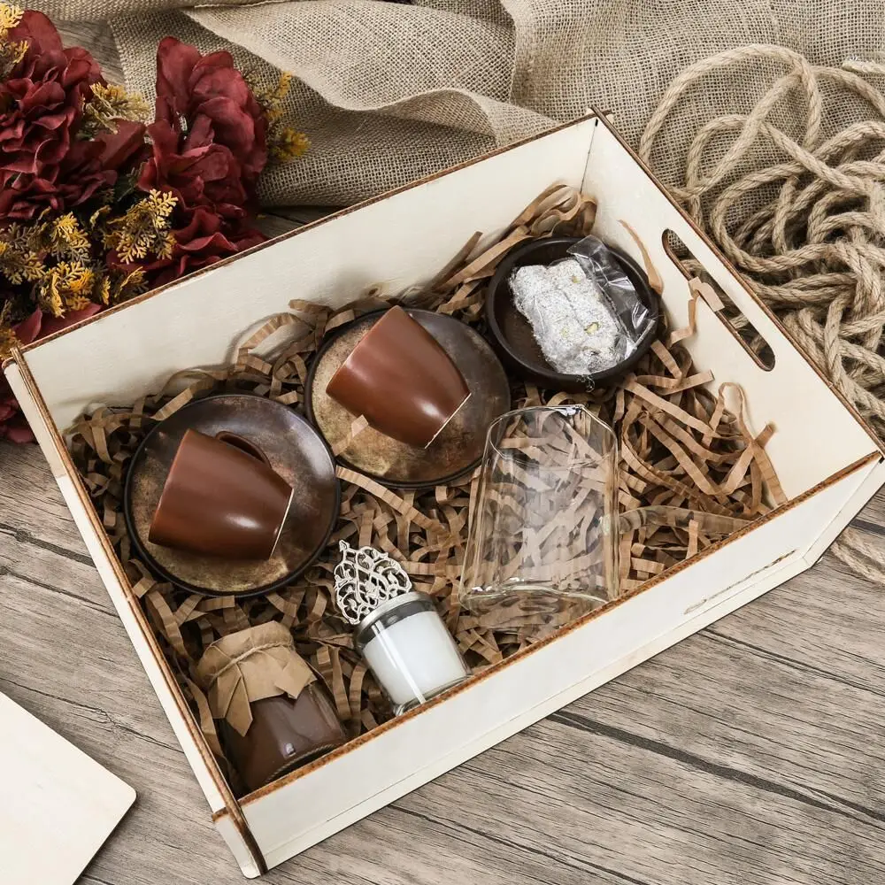 Gift Set for Mother with Coffee Cup and Turkish Delight in Wooden Box  Set FREE SHİPPİNG