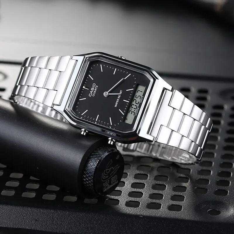 Часы-Будильник Casio аналоговые и цифровые со стальным ремешком | Наручные часы