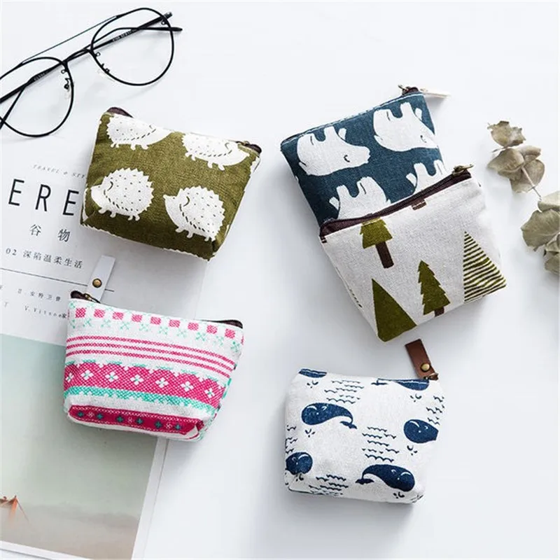 Fashion Flower Pattern Coin Purses Small Fresh Cartoon Headphones Storage Bag Charger Data Cable Large Storage Box