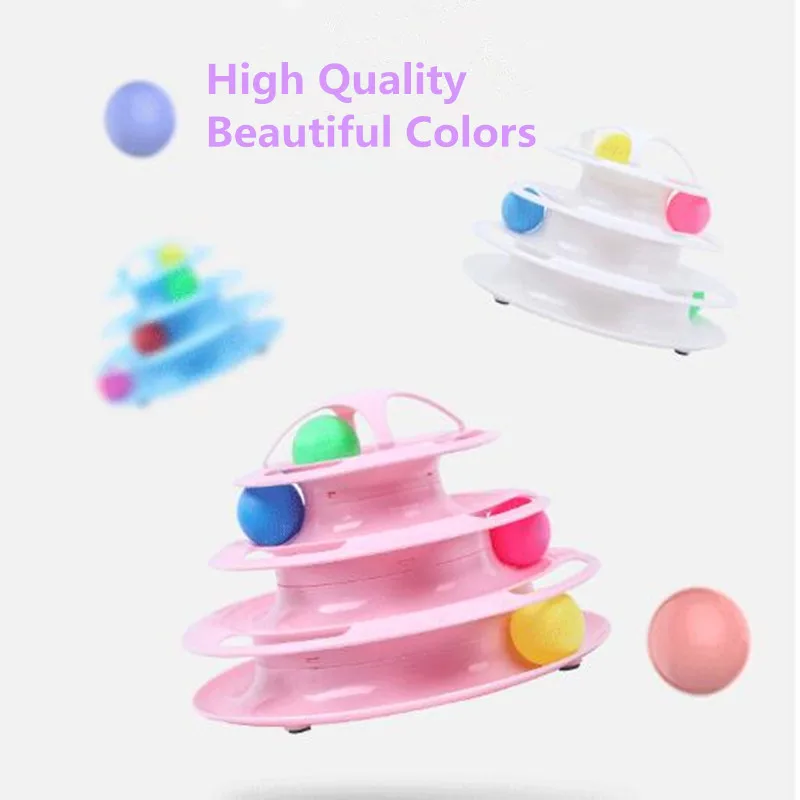 Cat Turntable Plates Toys Four-layers Tower Tracks Pet Teaser Stick Interactive Toy Amusement Training Ball Kittenигруш | Дом и сад