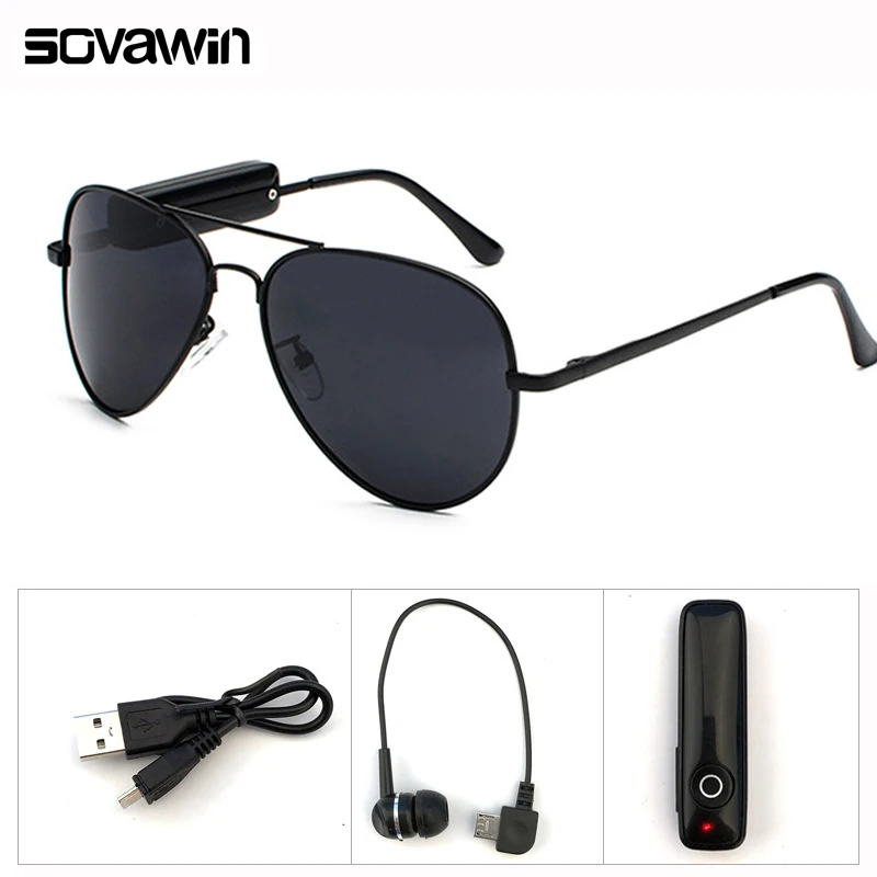 

sovawin Smart Sunglasses 2 in 1 Wireless Bluetooth Headset Music Glasses For Men Women