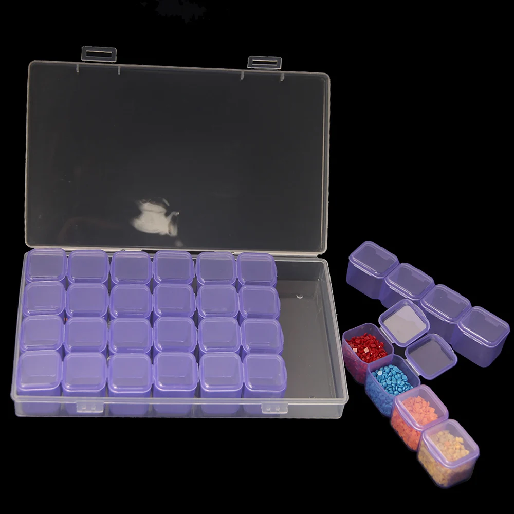 

28Grid Diamond Painting Storage Box Container Organizer Nail Art Rhinestone Mosaic Bead Embroidery Accessories Tool