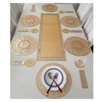 Luxury Runner Set 6/8/12 Persons Tablecloth Tableware Dining Decor Wedding Gold Silver Table Decor Decorative Placemat Home Art