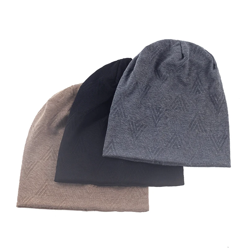 Шапка-бини с треугольным узором для мужчин и женщин однотонная мешковатая шапка