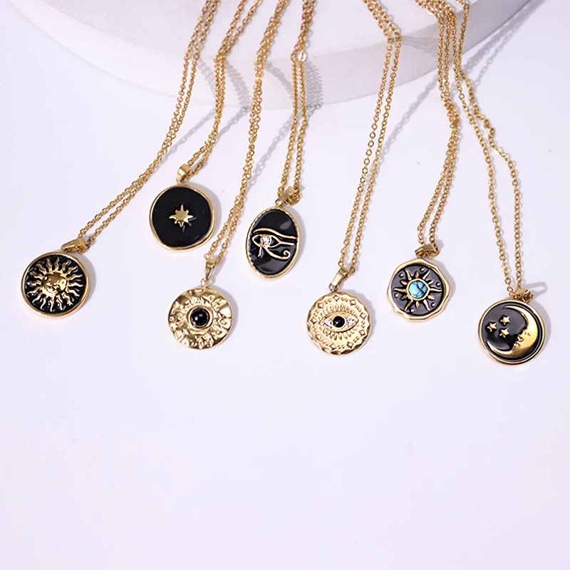 Цепочка с подвеской в виде Луны для мужчин и женщин ожерелье золотого цвета