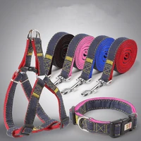protable adjustable smlxl all size 4 colors denim pet collar dog chest back traction nylon rope dog leash