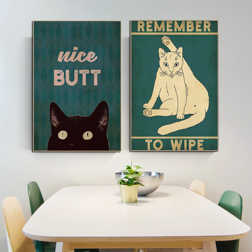 

Modern Remember To Wipe Nice Butt Funny Bathroom Mural Abstract Animal Poster Nordic Canvas Painting Wall Art Room Home Decor