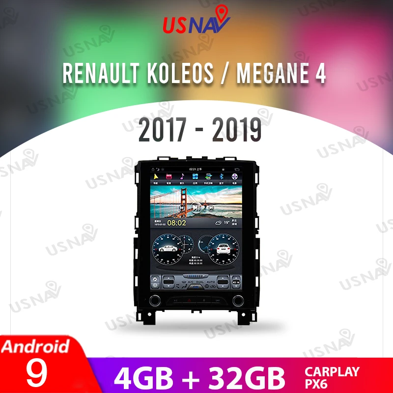 

USNAV Tesla Screen 10.4" Android 9 For Renault KOLEOS / Megane 4 2017-2019 Car Multimedia GPS Navi Stereo 4G+32G Carplay PX6 DSP