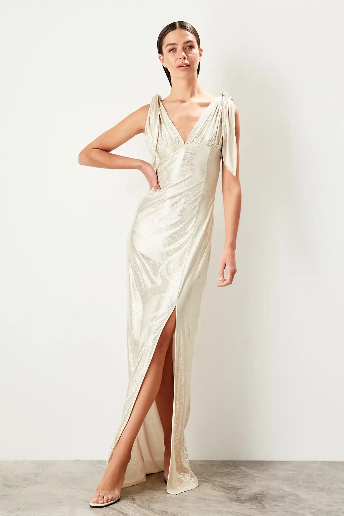 Вечернее платье с бантом TPRSS19SE0109 | Свадьбы и торжества