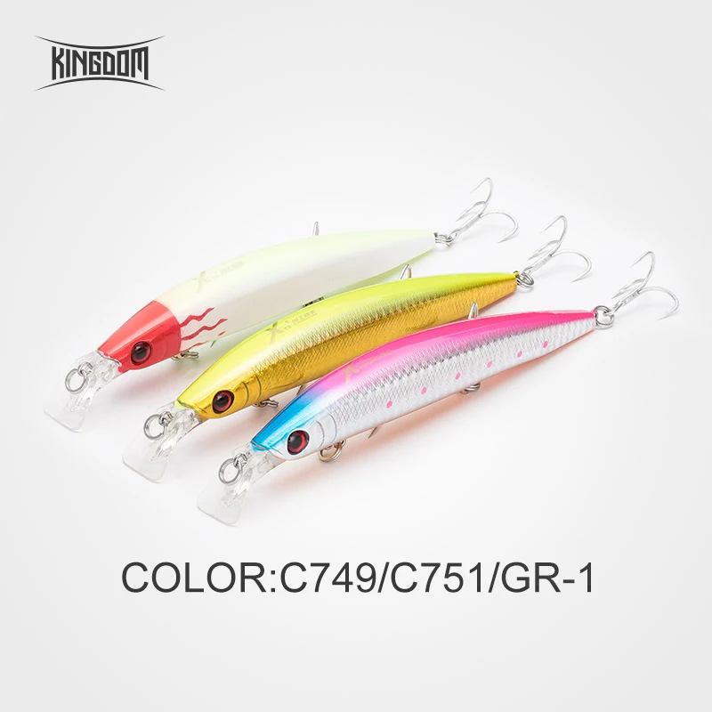 C749 C751 GR-1 Королевство рыболовные приманки Minnow для соленой воды, моря воблеры Jertbait искусственная, жесткая, для рыбалки приманки 125 мм 23 г подойдут для морского окуня малогабаритная управляемая модель 5354 - Цвет: C749 C751 GR-1