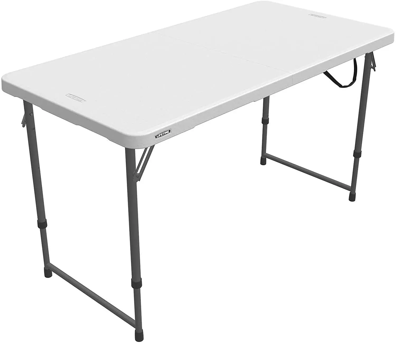 

Height Adjustable Craft Camping and Utility Folding Table, 4 Foot, 4'/48 x 24, White Granite Outdoor Foldable Table