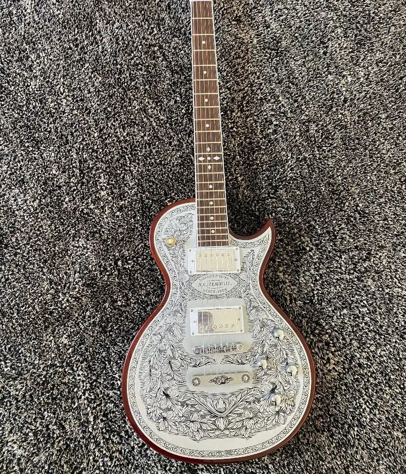 

Custom Motor Ave Super Rare A C ZE Casimere MFP22 Metal Front Black Electric Guitar Flower Top Free delivery