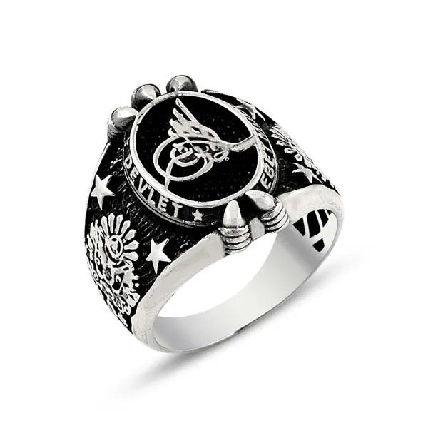 Серебряное 925 пробы кольцо с узором в виде когтей орла|Кольца| |