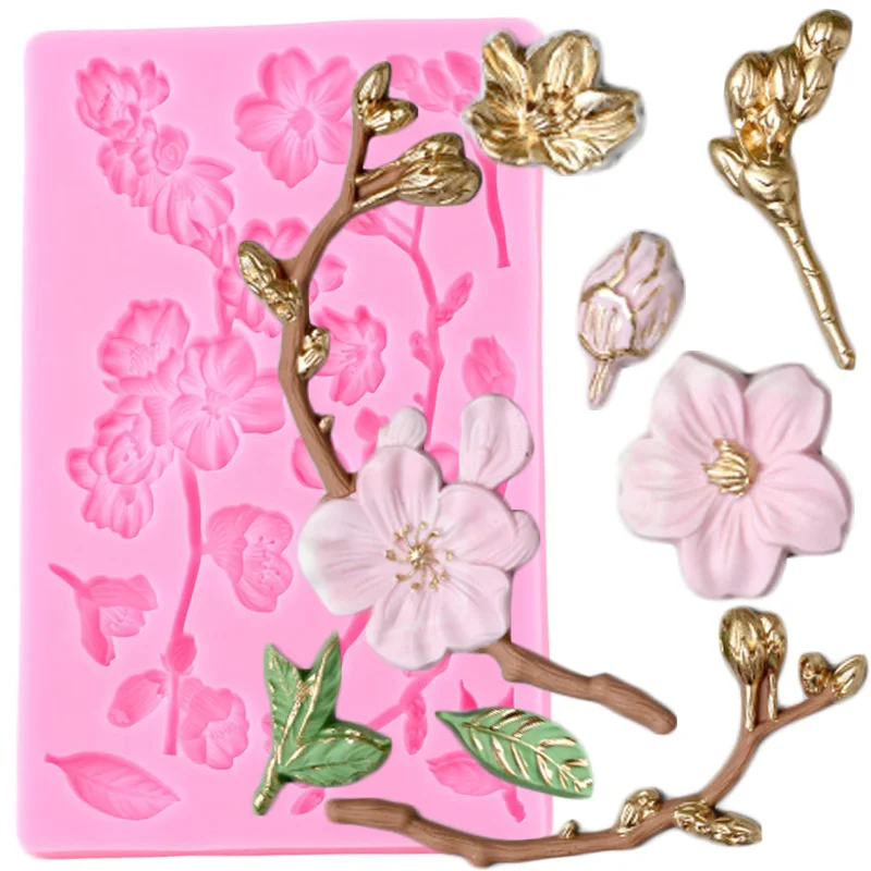 

3D Cherry Blossom Silicone Mold Fondant Cake Decorating Tool Sugarcraft Chocolate Baking Tool For Cake