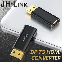 jh link adapter dp hdmi converter 4k male to female display cable adapter video audio for pc tv desktop project