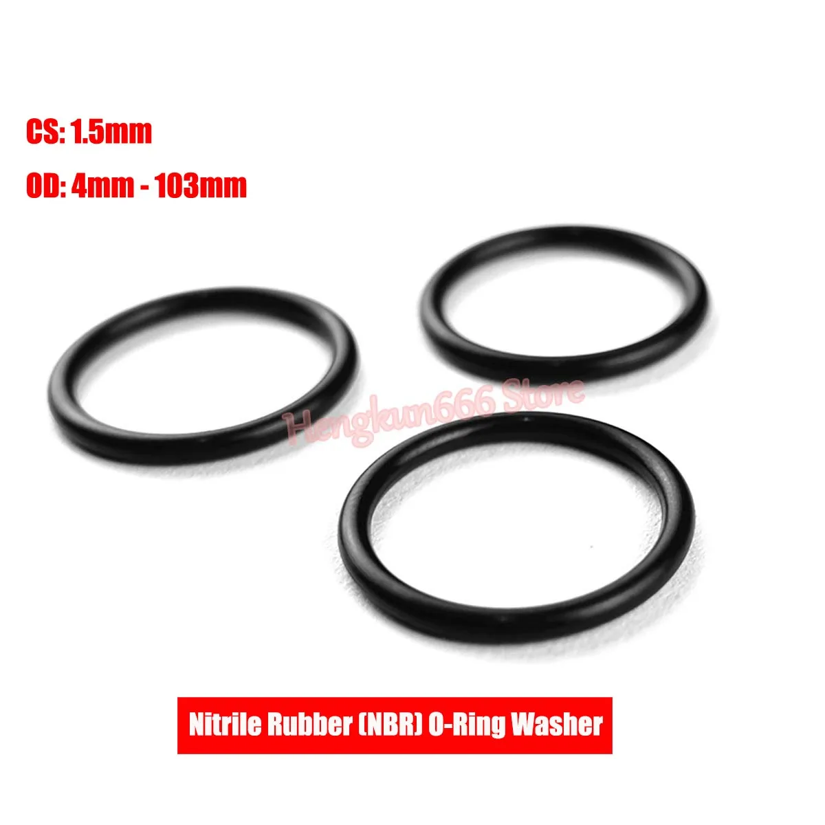 

CS 1.5mm O-Ring Black Nitrile Rubber NBR O Ring Seals Washer OD 4mm-103mm Round O Type Gasket Corrosion Oil Resistant High Temp