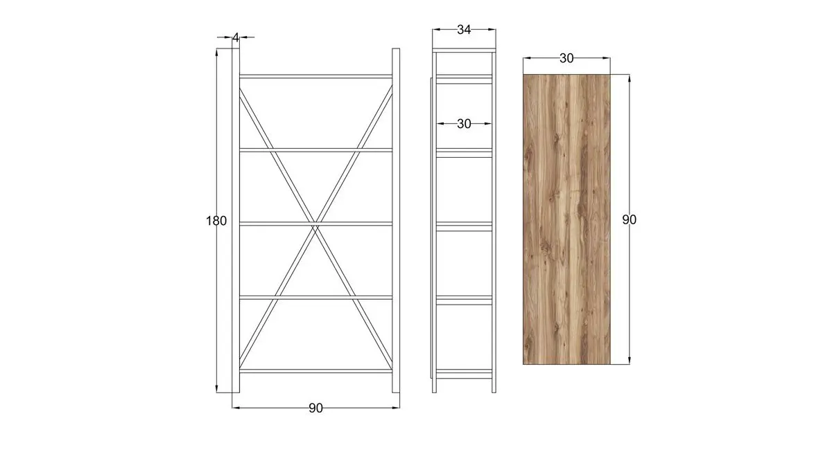 

Ilya Five-Shelf Wide Metal Bookcase