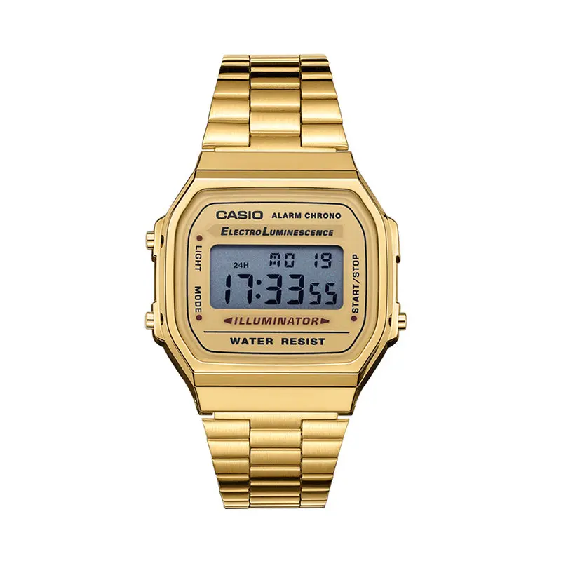 Casio-Reloj digital de oro A168WG para hombres y mujeres, pulsera de moda para deporte, Casio A168WG